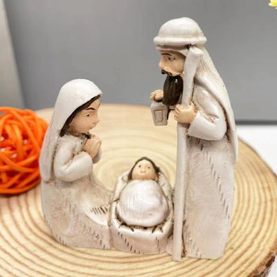 Рождественский вертеп, смоляная фигурка Святого Семейства, украшение для каминной полки, настольное украшение, праздничный подарок для христиан