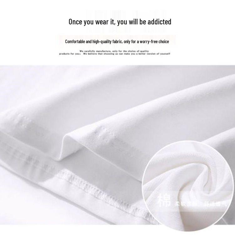 Women's Mid-Length White Cotton Long-Sleeve T-Shirt, Autumn/Winter Style, Semi-High Neck, Loose Fit, Base Layer, Covers Buttocks, Trendy Design.