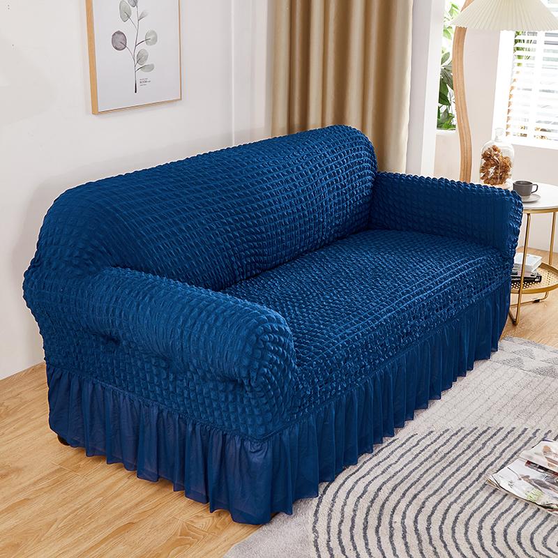 High Elastic Bubble Grid Sofa Cover 1/2/3/4 with Skirt Hem, All Season Universal Pet Anti Dirt