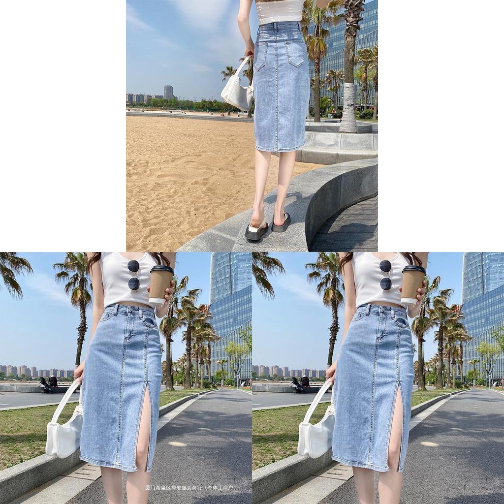 Cotton Blend Asymmetric High Waist Pencil Skirt For Women Spring Summer Office Work
