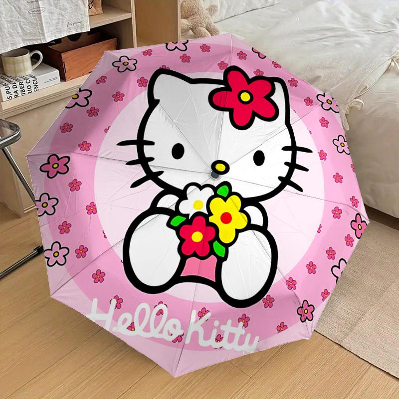 1PC Hello Kitty Umbrella-8-Rib Reinforced, Automatic Open, Lightweight & Durable, Cute Fashion Accessory for Outdoor, Beach, or Casual Use, Beach Umbr