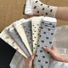 4 Pairs Women Polka Dot Bow Mid Tube Socks Summer Thin Lightweight Breathable Flower Border Sweet Girly Heart Pile Long Socks