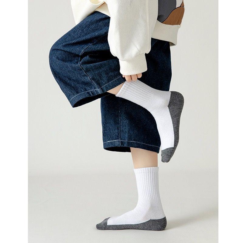 5pairls 3-12Yrs Kids Plain Socks for Boy Girl Sport Socks Children White Grey Black Sock