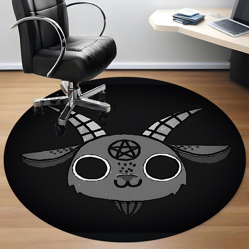 1pc Baphomet Goat Office Round Area Rug, Indoor Mat Suitable ForOffice, Under Office Chairs Bedroom Living Room Home Decor, Room Deco u24
