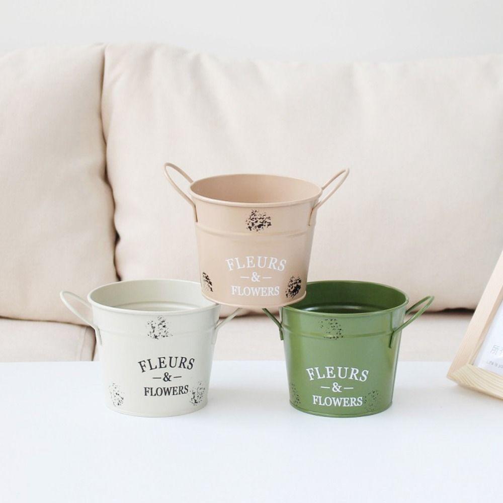 Ремесленное Железное Кашпо Декоративное Ведро для Цветов Украшение Круглый Цветочный Горшок Цветочная Композиция