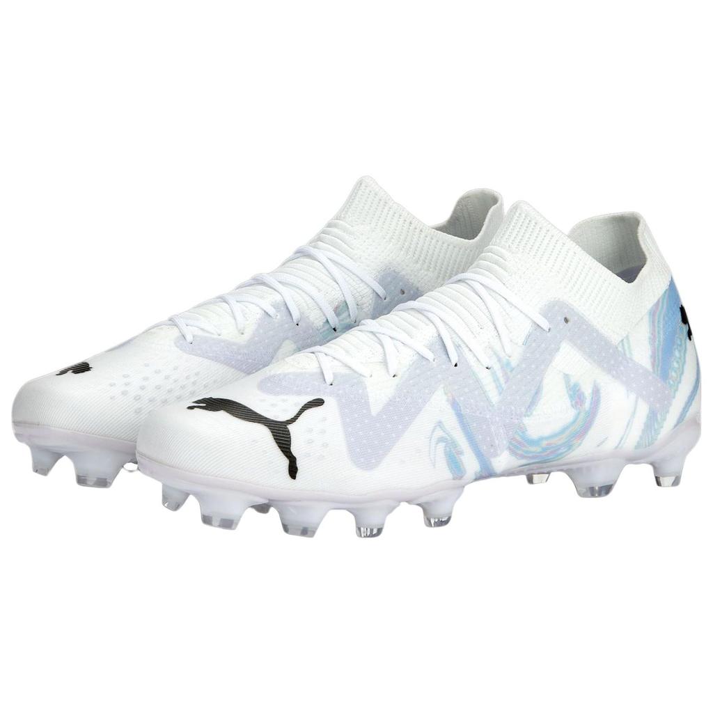 Puma Future Match Bl Круглый носок Шнуровка Ag Fg Искусственная трава Натуральная трава Футбольные бутсы Женские футбольные бутсы Бело-синие 107406-01