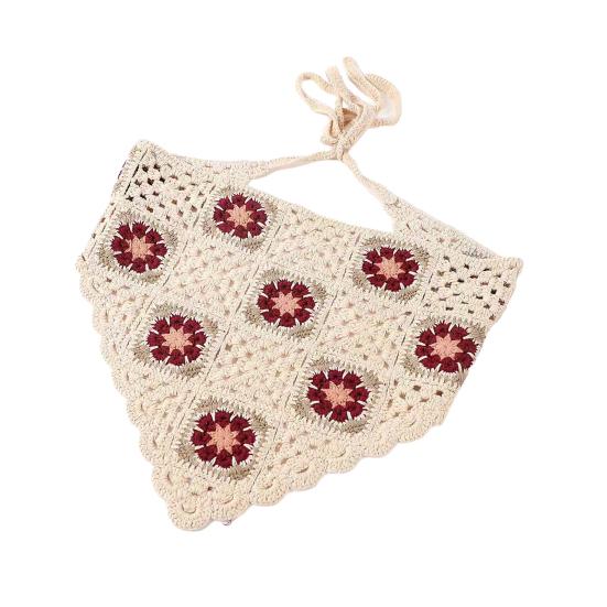 Готический вязаный крючком головной платок с цветочным узором на шнуровке, дышащий эластичный головной убор с растительным узором, аксессуары для волос