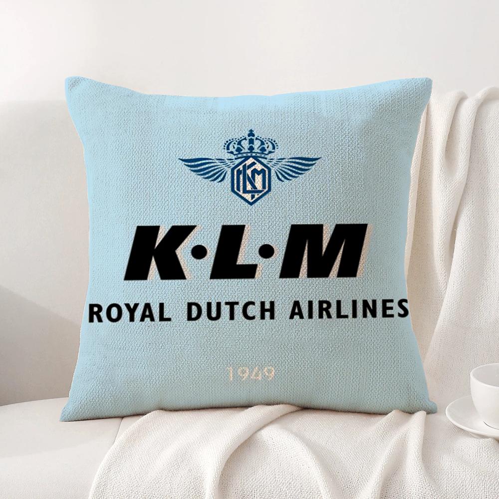 Нидерланды K-Klm R-Королевские голландские авиалинии Наволочка Летняя прохлада Льняная ткань Двусторонняя печать Наволочка Декор для дома