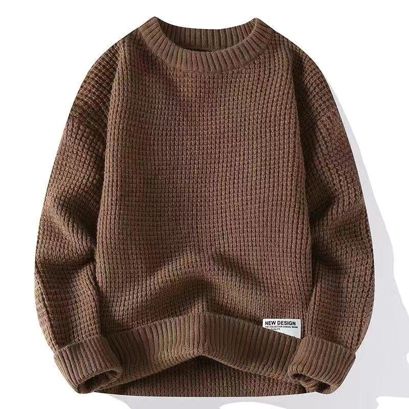Anti-Pilling Teen Trend Autumn/Winter Pullover Sweater for Middle School Students - New Loose, Thickened, Warm Knit Fabric.