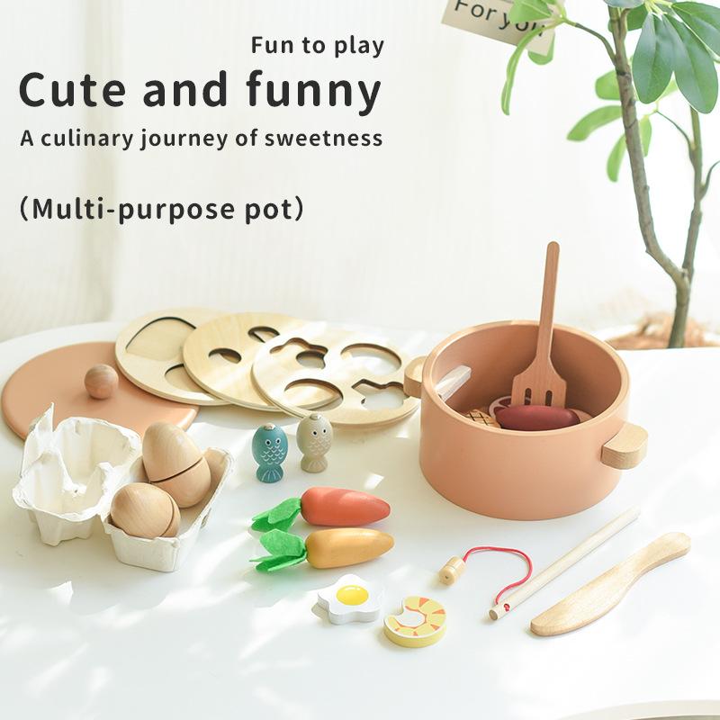 Деревянная детская игра-дергалка «Репка», сопоставление форм, шашки, имитация кухонной кастрюли, игрушка для ролевых игр