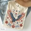Patriotic Eagle Shirt, Folk Art American Bald Eagle Tee, Fourth of July Floral Eagle T-Shirt, Vintage USA Shirt, 4th of July Comfort Colors