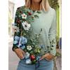 Женская футболка с 3D-принтом в виде цветов, модный топ с длинным рукавом и круглым вырезом, обычного кроя, праздничный наряд выходного дня синего цвета, весна-осень