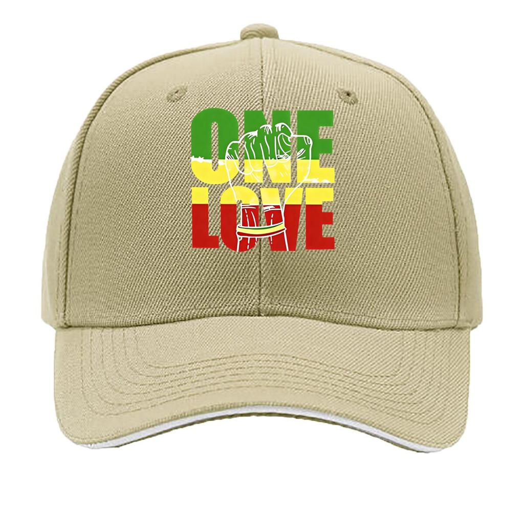 ONE LOVE Print  Adjustable Snapback Lightweight Hat for Outdoor Activities Sports and Fishing   Sandwich Baseball Cap