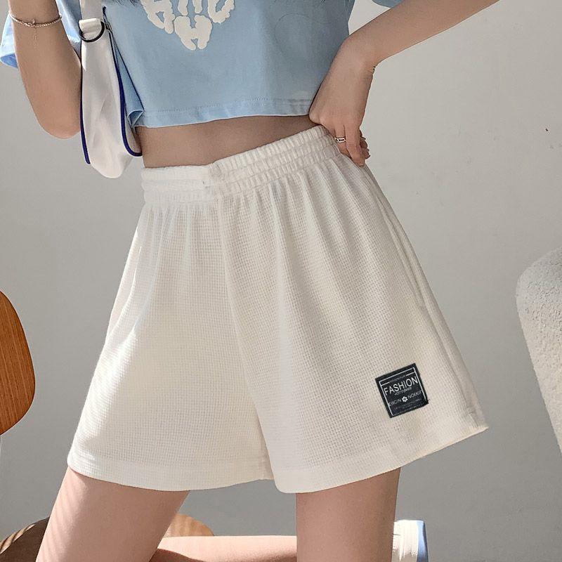 Waffle Sports Shorts Women's Summer 2025 New Korean Version of Loose High Waist Home Wide Leg Hot Pants Wear Wholesale