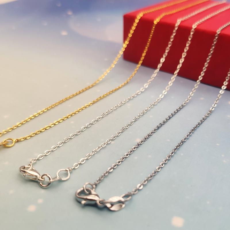 S925 Silver Necklace with Snake Bone, Melon Seed, and Water Wave Charm - O-Shaped, Copper-Plated Simple Clavicle Chain