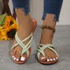 2024 Летние новые женские сандалии в стиле бохо, пляжные с круглым носком, с застежкой-клипсой, повседневные, для отдыха, с открытым носком, на плоской подошве, Zapatos De Mujer