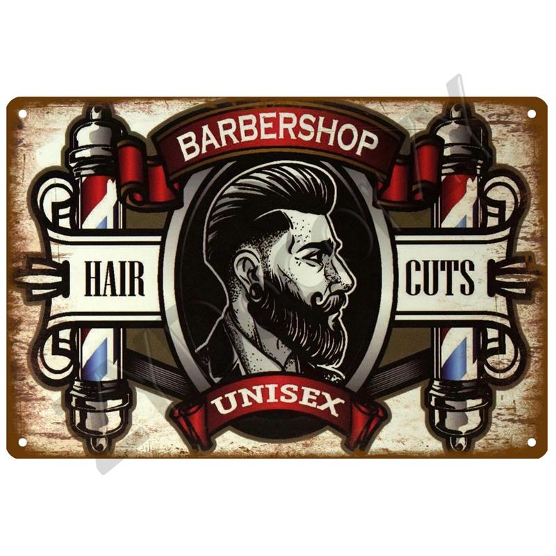Vintage Home Decor Tin Sign Barber Shop Metal Sign Poster Bar Pub Retro Plaque Haircut and Shave Beard Iron Paintings Art Plates