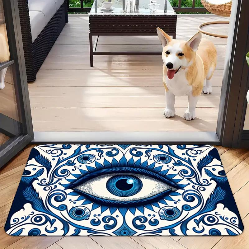 Evil Devil's Eye Welcome Mat Check Your Energy Before Entering This House Door Mat Mystic Eye Design Unique Indoor Outdoor Use