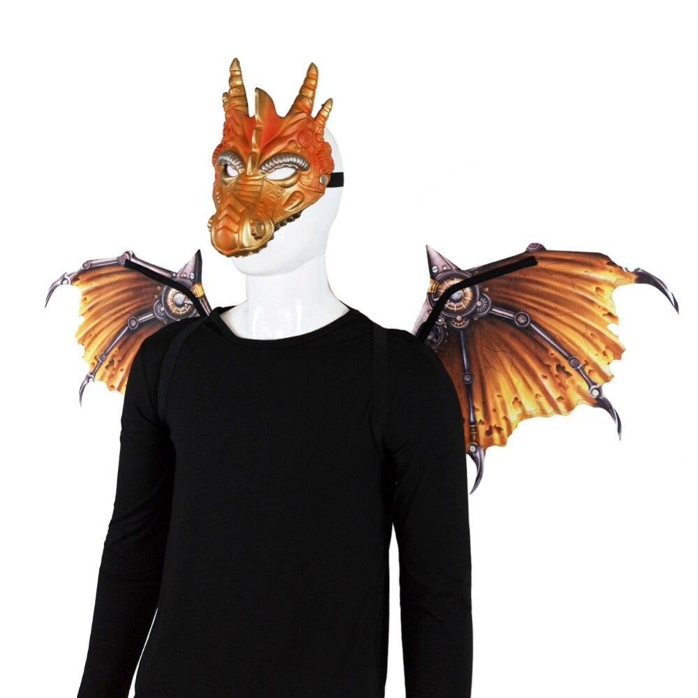 Halloween Dragon Mask Decoration Carnival Party Masquerade Steampunk Dress Up Decorations Set Adult Cosplay Face Mask
