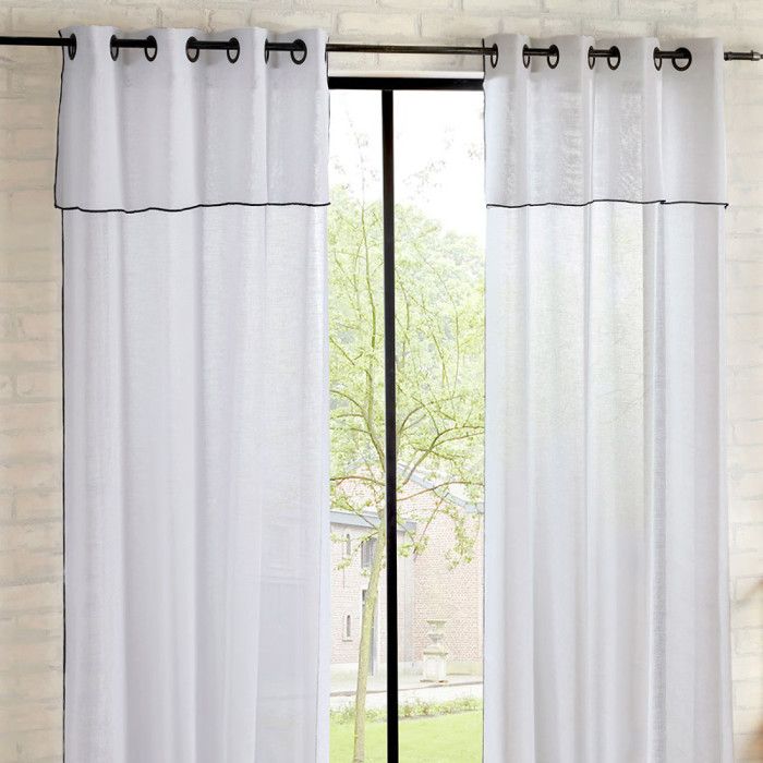 Rideaux à œillets "bourdon contrasté" 140 x 240 cm Atmosphéra - Blanc