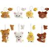 Плюшевая брелок-фигурка Rilakkuma Курица из ноздрей и Медведь-блинчик, братья и сестры