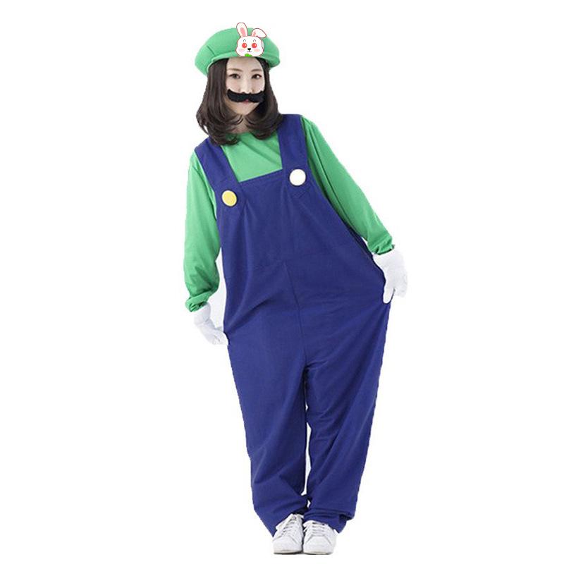 Halloween plumber show clothes children adult plumber brothers COS clothes red and green overalls parent-child set