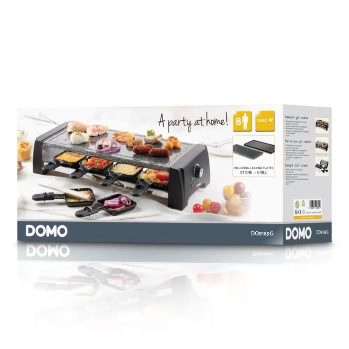 DOMO DO9189G Raclette Machine for 8 People - Black