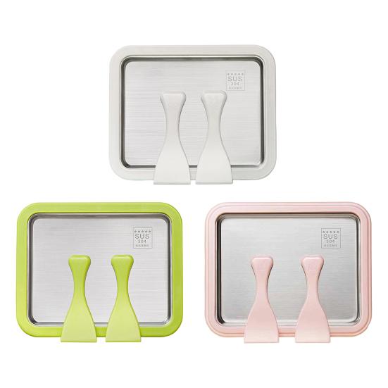 Fried Ice Machine Stainless Steel Large Freezing Tray with 2 Non-Stick Scrapers Fried Yogurt Maker for Rolled Ice Cream Popsicles