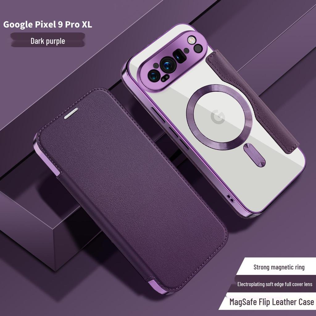 Кросс-бордовый кожаный чехол Golden Shield MagSafe для Google Pixel 9/10 с магнитным слотом для карт