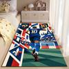 Soccer Star Area Rug, Kylian Mbappe France 10 Blue Back View Low Poly Eiffel Tower Print, Football Fan Decor, Non-Slip Mat