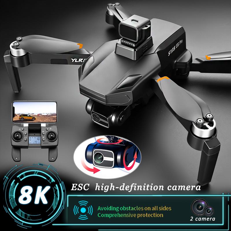 Новый профессиональный дрон S135 8K ESC с двойной камерой, 3-осевым подвесом, 5G WIFI FPV, GPS-позиционированием, бесщеточным лазером, предупреждающим препятствия, RC-квадрокоптером, игрушка в подарок