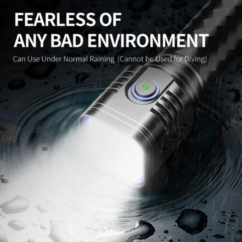 Светодиодный фонарик с зарядкой от USB, водонепроницаемый, для кемпинга, на открытом воздухе, карманный фонарик, мини-фонарик из алюминиевого сплава