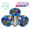 3 USB 2 PD 200W Автомобильное зарядное устройство Type C Быстрая зарядка светодиодный цифровой дисплей Автомобильный адаптер для мобильного телефона для iPhone Samsung Huawei Xiaomi