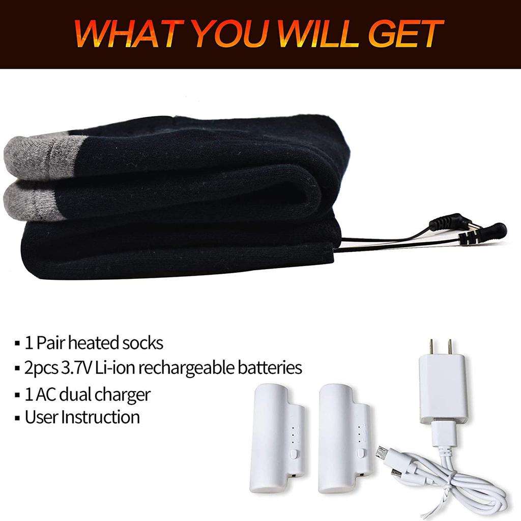 Носки с подогревом для мужчин и женщин, электрическая грелка для ног с перезаряжаемой батареей для занятий спортом на открытом воздухе в холодную зиму