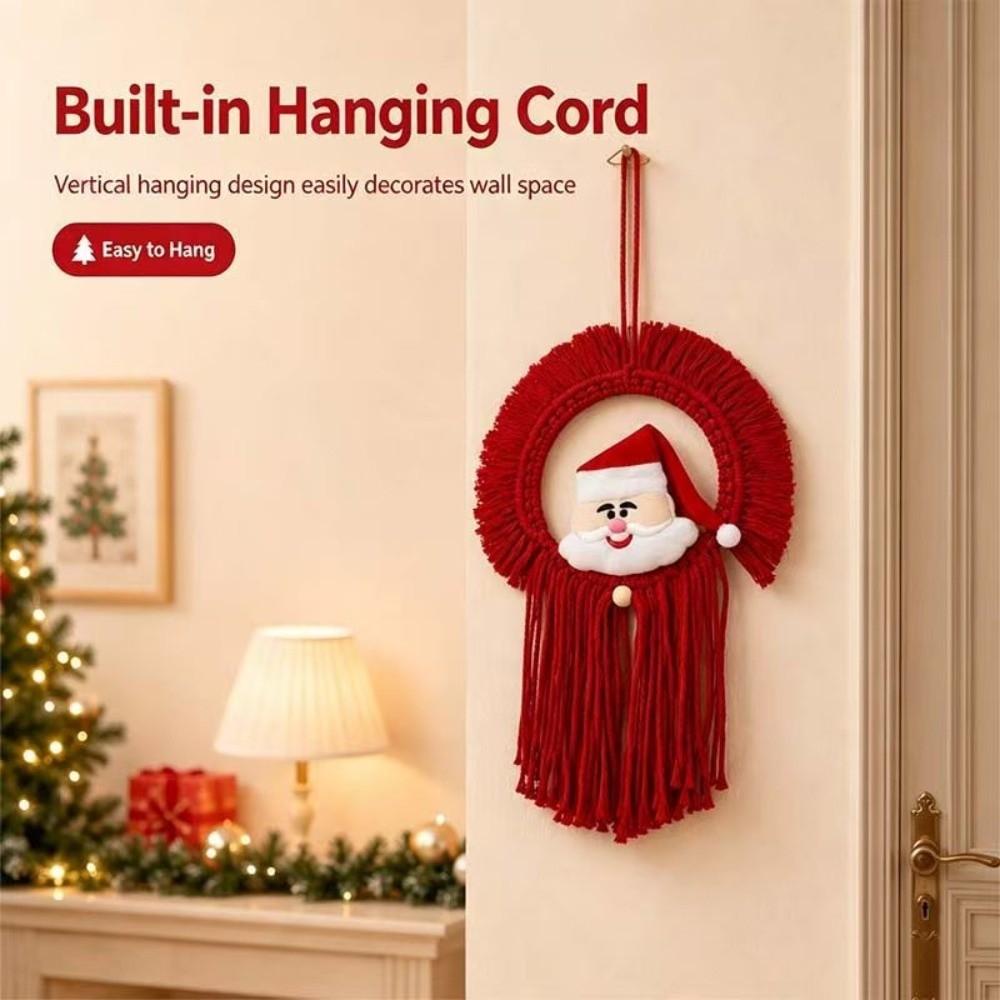 Handwoven Christmas Tree Tapestry Santa Claus Cotton Rope Tapestry Bedroom