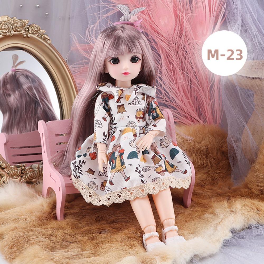 30cm BJD Doll 23 Moveable Joints Attractive Eyes Dress Up Anime Long Hair Toy