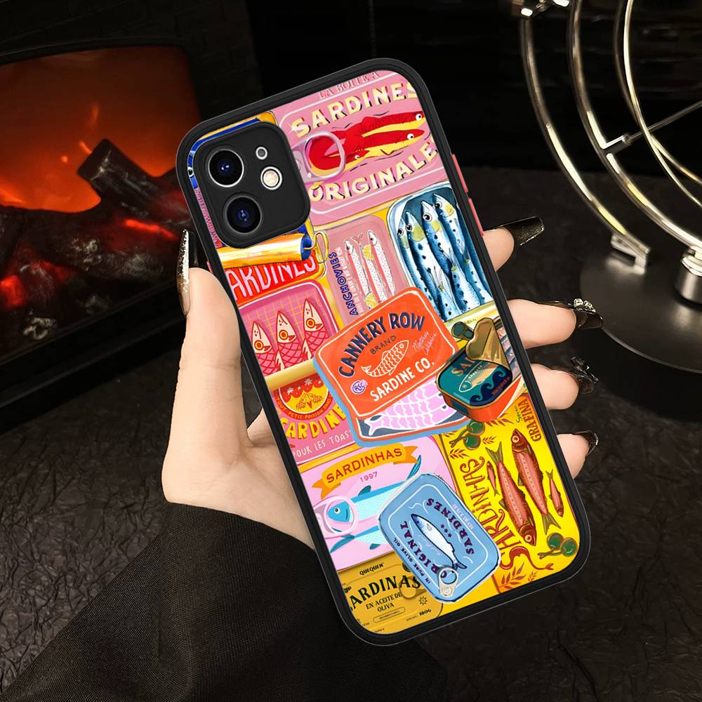 Чехол для телефона 'Сардины' матовый прозрачный для IPhone Case 16 15 14 13 12 11 Pro Max X XS Max Plus