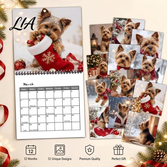 Yearly Schedule Organizer Yorkshire Terriers 2027 Wall Calendar, Dog Theme 12 Month Calendar with Home Office Planning Tool Cute Yorkie Photos, Spiral