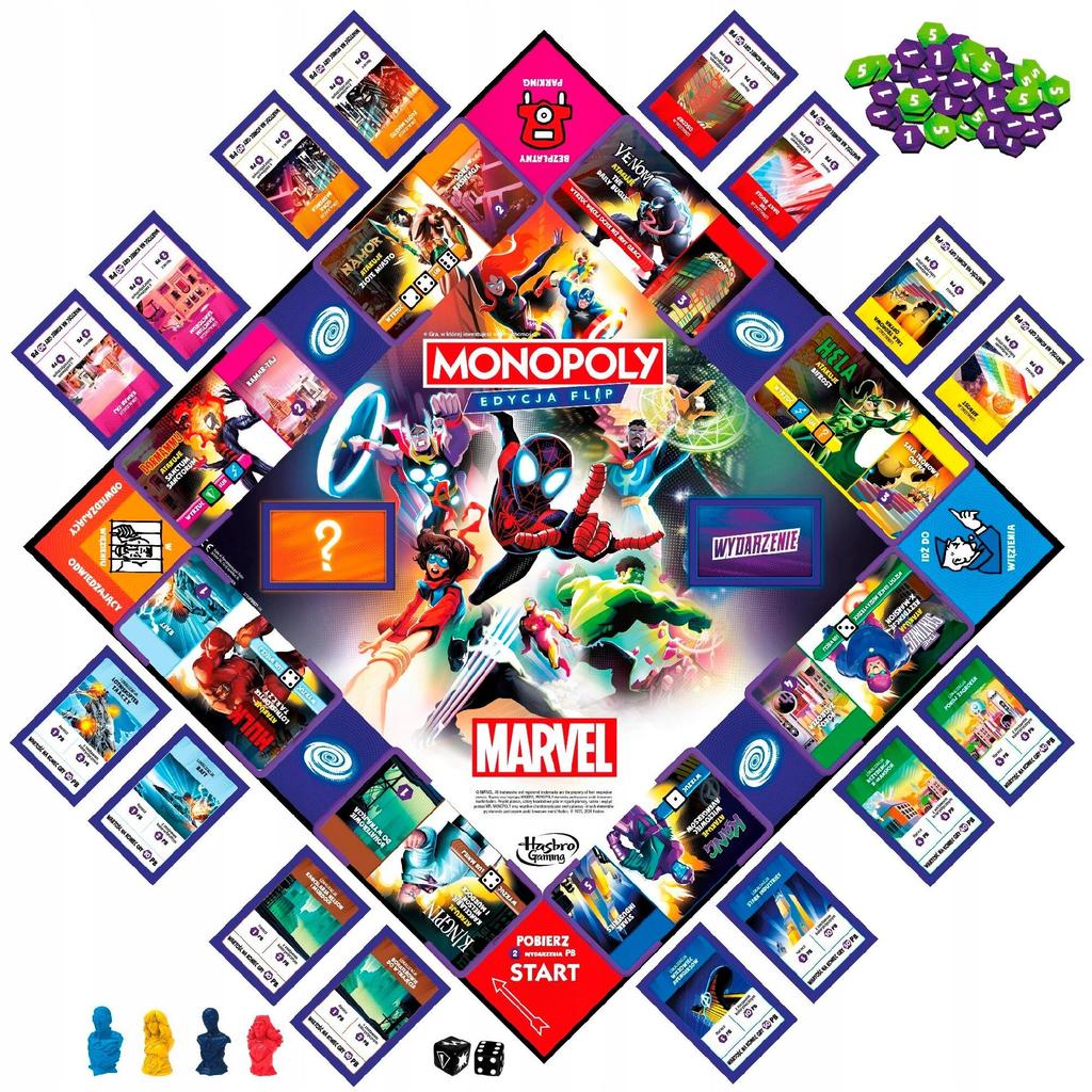 Hasbro gra planszowa monopoly marvel edycja flip f9931 wersja polska edycja