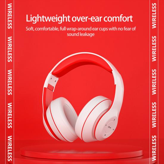 1 Set Wireless Headset Bluetooth-compatible 5.1 Heavy Bass Ergonomics Design Stereo Surround Clashing Color