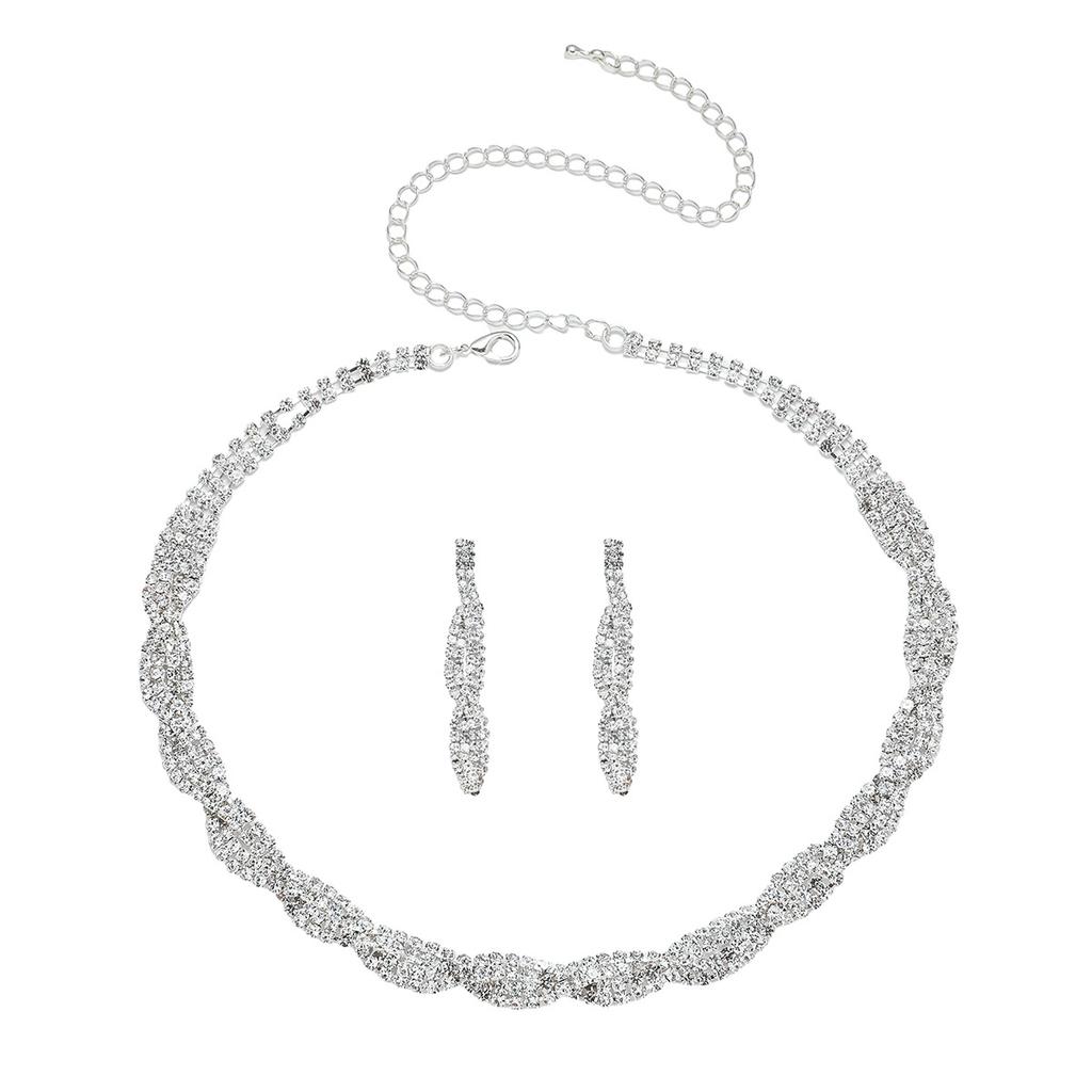 Hot Selling Claw Chain Necklace Earring Set Two Piece Knitted Neck Chain Clavicle Chain Accessories