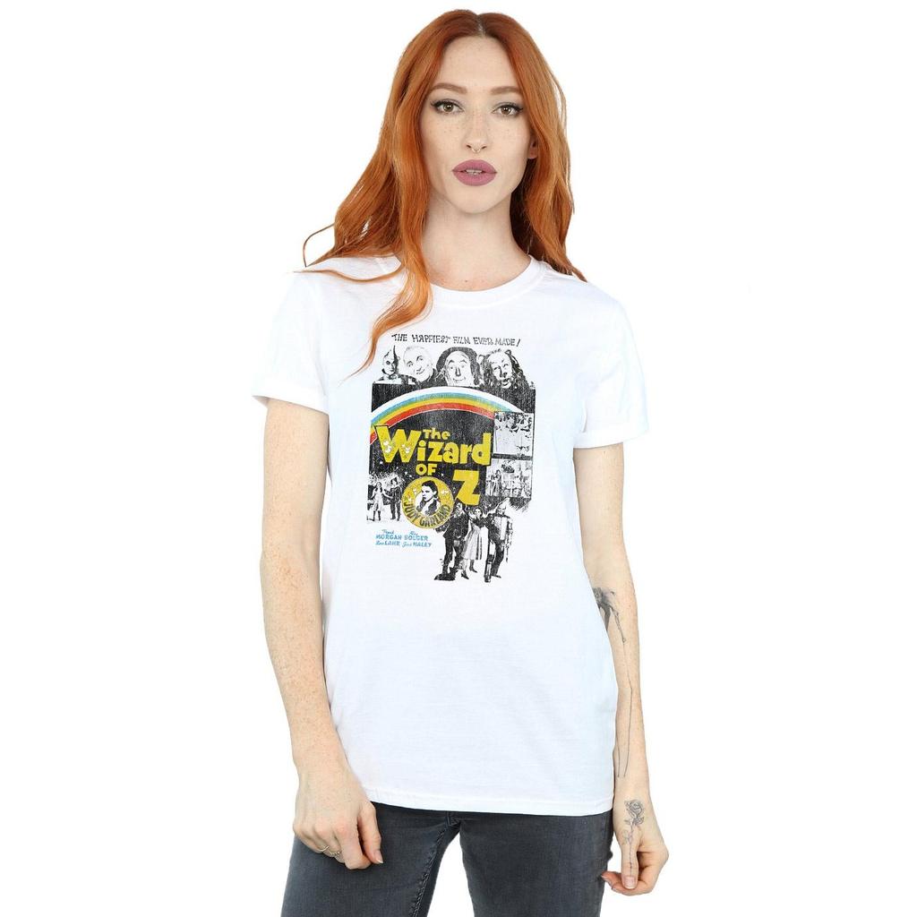 The Wizard Of Oz Womens/Ladies Distressed Movie Poster Cotton Boyfriend T-Shirt