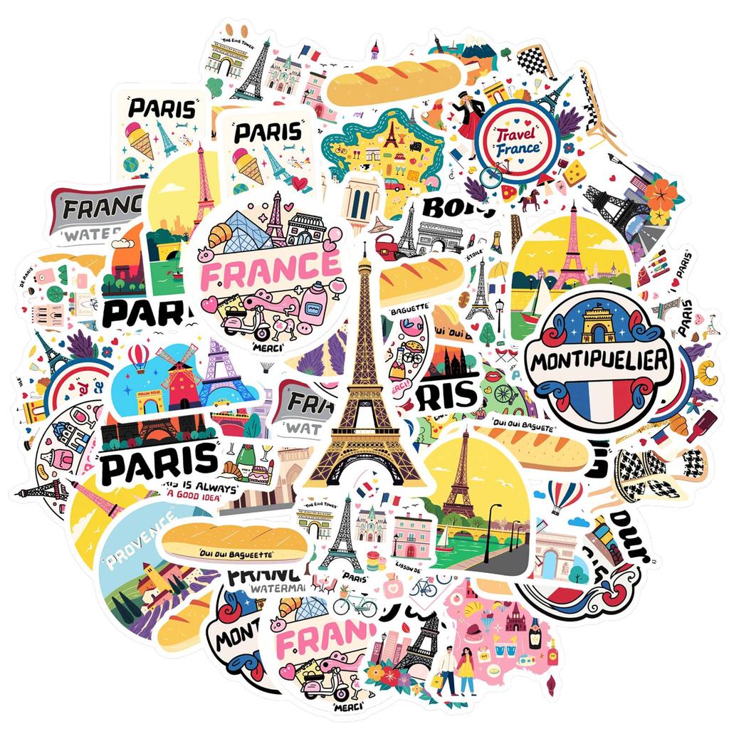 35pcs-50pcs Cute France Stickers Vintage Stationery Stickers Teacher Reward Stickers For Guitar Laptop Helmet DIY