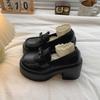 Черные британские туфли на платформе, на толстом высоком каблуке, из маленькой кожи, женские, новые осенние 2025, ретро лоферы для юбки, увеличивающие рост