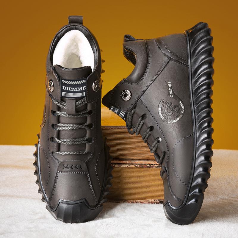 Осенне-зимняя мужская обувь, бархатная теплая хлопковая обувь, уличные нескользящие зимние ботинки