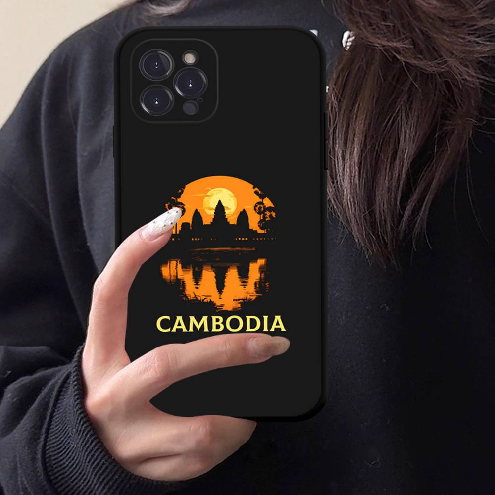 Cambodia Flag Black Matte Phone Case For iphone 17 Air 16 15 14 13 12 11 Pro Max Plus Back Cover TPU Soft Case