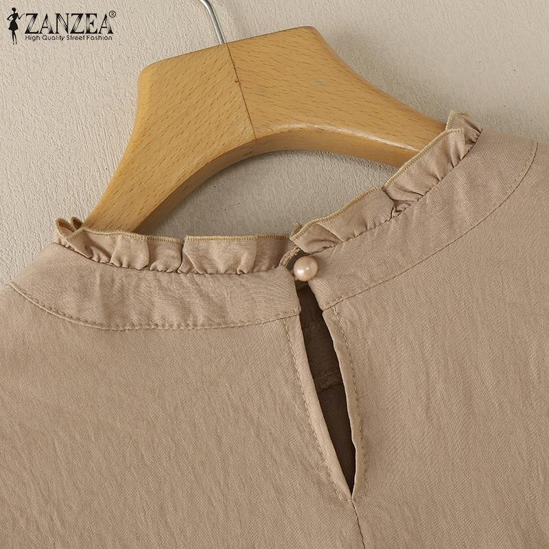 ZANZEA Женская повседневная блузка с круглым вырезом и рукавом 3/4