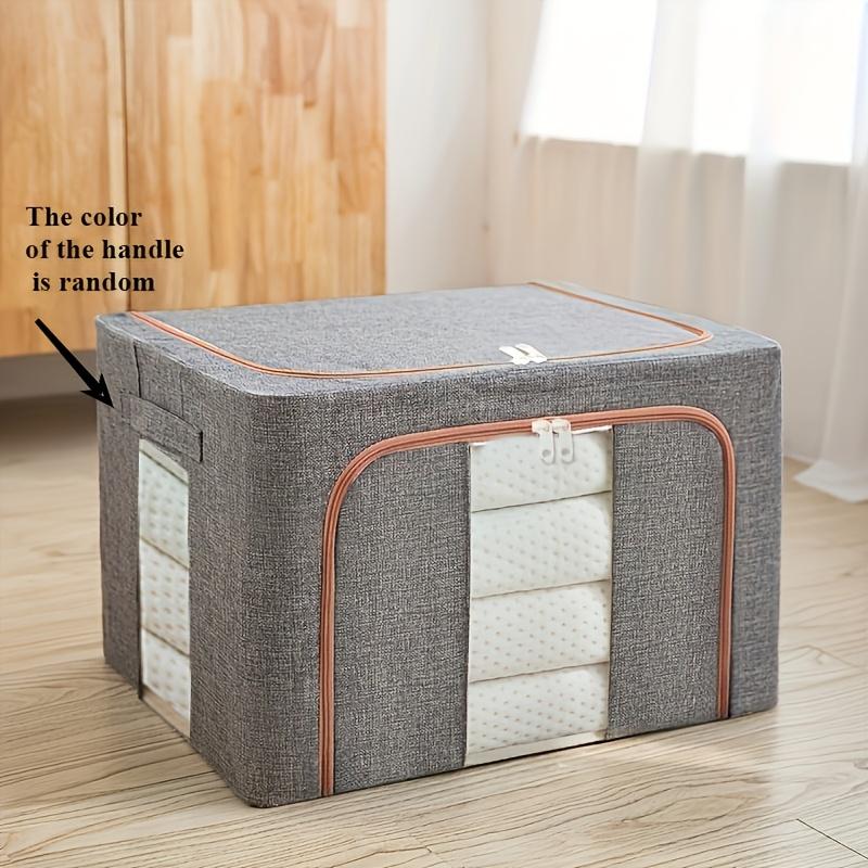 Коробка для хранения одежды из ткани Оксфорд со стальным каркасом, складная сумка, прозрачное окно, молния для одежды, простыней, одеял, с ручками