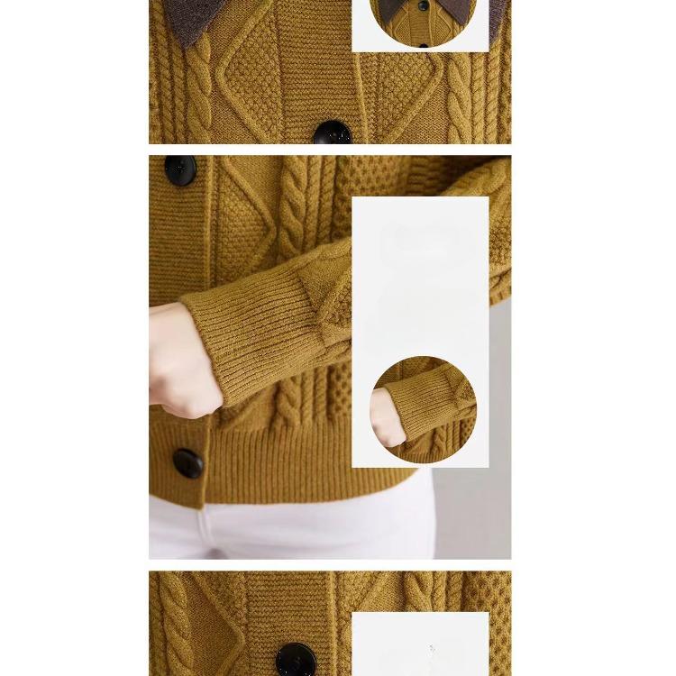 Women's Autumn and Winter Collar Knitted Sweater Cardigan with Skirt Paired with A Stylish Loose Sweater