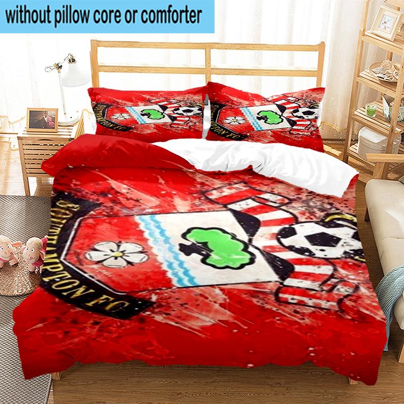 3pcs Fc Crest Design Printed Bedding Set Duvet Cover Closure Includes 1 Duvet Cover & 2 Pillowcases Bedding Sets Home Decor Gifts